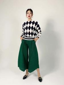 Z6019c One Size (45-75kg) Sanzhai Pants WomenS Elastic Waist Loose Slimming And All-Matching Wide Leg Pants Draping Effect