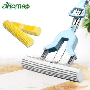 Fypo ม็อบฟองน้ำไม้ถูพื้นฟองน้ำบีบซับฟรีล้างในครัวเรือน Lazy Mop อุปกรณ์ทำความสะอาด