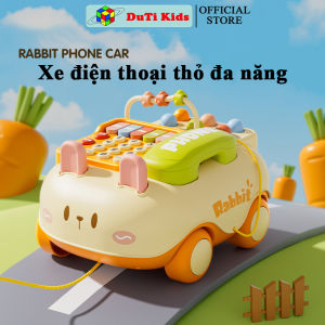 Đồ chơi điện thoại bàn hình ô tô thỏ vàng cute kéo đi được có phát nhạc cho bé đồ chơi cho bé gái đồ chơi cho bé trai