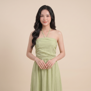 Đầm Maxi Cổ Yếm Lovadova Dáng Dài Xoè Nhún Ngực Tôn Dáng Màu Xanh Bơ Đi Biển Dạo Phố Sang Trọng KD0404
