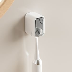 Toothbrush Rack Wall-Mounted No Drilling Toothbrush Holder with Cover Punch-Free Dustproof Toothbrush Hanging Tool