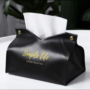 Ins Nordic Rectangular PU Leather Foldable Tissue Paper Holder Tissue Box