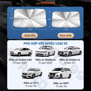 Dù chắn nắng kính lái ô tô phủ bạc cao cấp cách nhiệt chống nóng chống tia UV bảo vệ nội thất ô tô gấp gọn tiện lợi