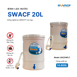 Combo 2X Bình lọc nước tự động SWACF 20L CWFLT - Sạch khuẩn Giữ khoáng Uống trực tiếp- Kèm bộ cấp nước