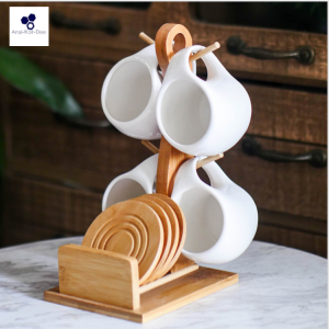 ชุดแก้วเซรามิค สไตล์มินิมอล พร้อมที่รองแก้ว และแท่นวางแก้ว แก้วกาแฟ แก้วน้ำ เซ็ทแก้ว 4 ใบ และ 6 ใบ แก้ว