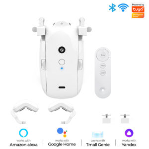 SMATRUL Tuya Smart 3 In 1 Curtain Motor Bt Voice Control Switch Electric Curtain Robot App Control Timer Setup Compatible With Alexa Google Home For T-Rail/U-Rail Hot1 Tolo