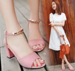 sandal high heel/hak tahu 5 cm tali emas sol karet