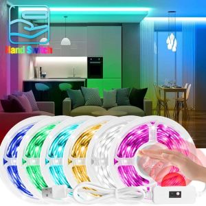 Hand Sweep Motion Sensor LED Strip Light Dimmable USB 5V White Pink Blue Green Warm White Flexible L