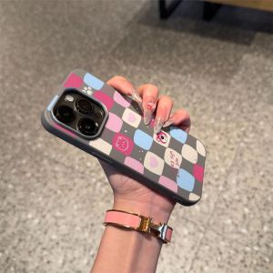 Phone Case For Samsung A16 A17 A23 A24 A26 A32 A36 A53 A54 A55 A56 A02S A03S A03 A04E A04 A05 A05S A06 A07 A12 A125 A13 A13LIE A04S A14 A15 Casing Samsung F04 F05 F14 F12 F23 Chessboard Pattern Silicone Leather Soft TPU Case PWJK1058A