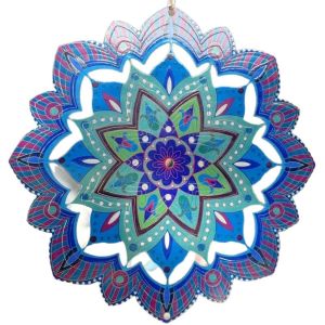 YERZ Flower Mandala Wind Chime 3D Butterfly Wind Spinner Vintage Vibrant Color Rotating Pendant Garden Decoration