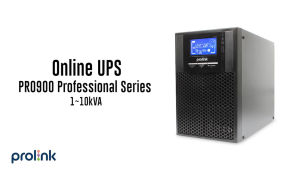 Prolink PRO901-ES 1000VA | 900W Pure Sine Wave Online UPS Power Backup Battery Uninterruptible Power Supply with AVR (3x Universal Sockets) for Data Center Medical Equipment Office Workplace ATM and Kiosk machine Backup Power (Professional Series)