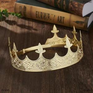 [COD] FUSHI0 Simple Bar Mitzvah King Crown Hair Hoop Western Prince Crowns Headband Hair Accessories Round Tiaras Hair Ornaments