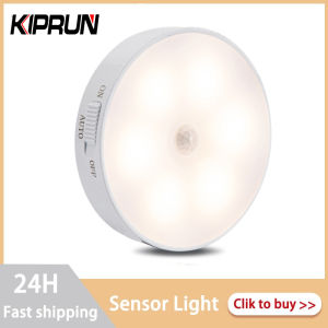 [Ready stock] KIPRUN Motion Sensor Lights 6 LEDs PIR Motion Sensor Night Light Auto On/Off for Bedroom Bedroom Decor Light  Detector Wall Decor Lamp Staircase Closet Room Aisle Lighting