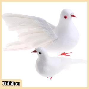 [Hilldora] Artificial Simulation Peace Dove Foam Feather Birds Wedding Crafts Ornament