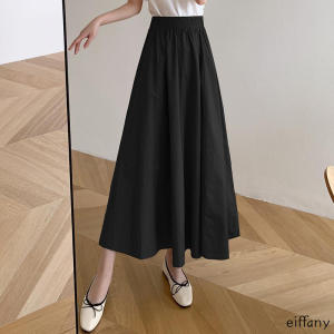 Women Ruffled Casual Long Skirt Wanita Muslimah Skirt Labuh Skirt Plus Size High Waist Skirts Plain Skirt