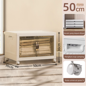 60cm Dapat dilipat storage box plastik Kotak Penyimpanan lemari plastik susun Multifunction lemari pakaian box