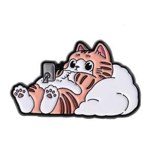 Stylish Feline Enamel Pin Adorable Feline Design Lightweight Alloy Brooch Piece For Bags Hats Jackets