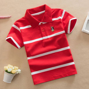 Summer new casual childrens clothing 1-15 years old 90-170 college style boys short-sleeved T-shirt Korean version summer clothing 95% cotton lapel short-sleeved polo shirt