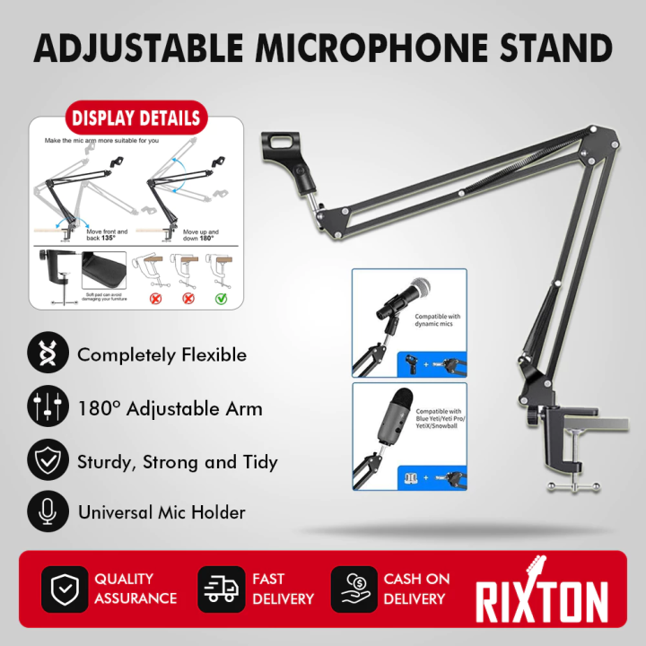 RIXTON Microphone Stand Adjustable Phone Stand Suspension Boom Scissor Arm Stand Special Equipment for Live Broadcasting