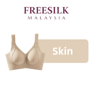 Bralette Tanpa Dawai Berusuk Women Seamless Ribbed Wireless Bra V-Neck Wide Strap Nude Black Sukan Yoga 无钢圈无缝罗纹文胸