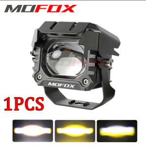 MOFOX V7 Laser Gun Motorcycle Mini Driving Lights Full Set 30W Dual Color High/Low Beam Waterproof White Yellow Motorcycle Auxiliary Lights MDL LED Lights For Motorcycle Car Spotlight