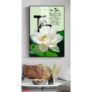 Tranh Gỗ Tráng Gương Treo Tường Nghệ Thuật Chữ Thư Pháp Chữ Tâm