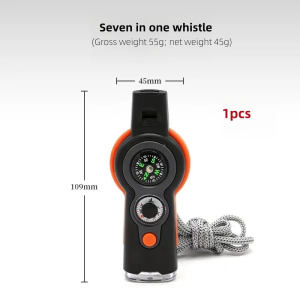 Outdoor Camping 7-In-1 Multi-Function Whistle Survival Whistle Safety Whistle For Hiking Travel Accessories