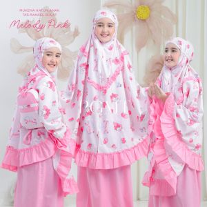 MUKENA ANAK KATUN MELODY FASHION TAS BULAT / MELODY PINK