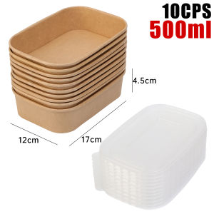 YESPERY 10pcs/set Kraft Paper Square Lunch Box with Lid Disposable Fast Food Packing Boxes Household Bento Boxes For Office Picnic