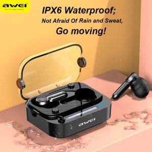 Awei T58 Retro Bluetooth Music earbuds HiFi Surround Stereo Smart Noise Reduction Senseless wearing bluetooth 5.3 earphone IPX6 Waterproof Cool LED Ambient light Wireless headset for Samsung S20 Huawei Xiaomi Earbuds Apple