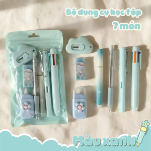 Bộ văn phòng phẩm học sinh 7 món quà tặng khen thưởng học sinh dễ thương và sáng tạo.