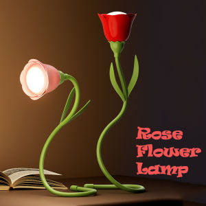 Rechargeable Rose LED Desk Lamp Bendable Dimmable Flower Night Light with Brightness Memory Creative Gift for Women/Wife/Girl