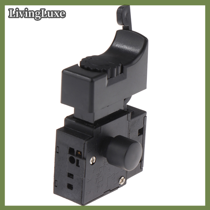 FA2-6/1BEK 6A 250V Electric Drill Trigger Switch – Lock-On Design With Speed Control Knob, Replacement For Rotary Drills, SPST, Black