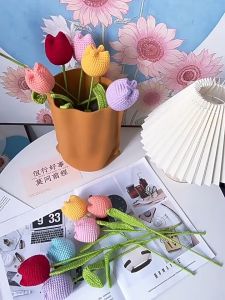 Crochet Flower Graduation Bouquet Hand Knitted Wool Finished Product Flower Mothers Day/ Valentine/ TeachersDay Gift