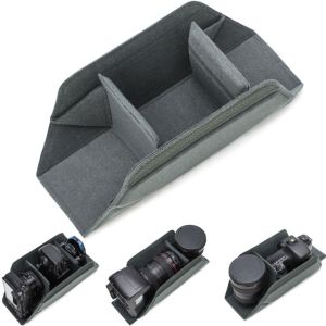 JPTD Shock-proof Camera Lens Inner Bag Moisture-proof Foldable DSLR Insert Bag Portable Padded Compartments SLR Liner Bag Consumer Electronics