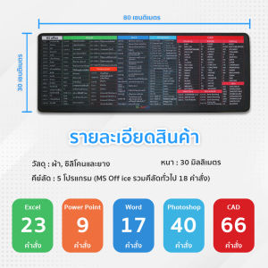 คีย์ลัดโปรแกรมภาษาไทย ของขวัญ พาณิชย์เป็นอุปกรณ์สำนักงาน Mouse Pad Shortcut Keys