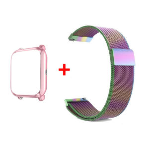 Wrist Strap For Amazfit Bip U Pro Case Strap Metal Bracelet For Huami Amazfit Bip U Strap Smart Watch Band Screen Protector Case Belt