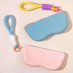 [fenggongshuode] Soft Silicone Zipper Glasses Bag Sunglasses Waterproof Storage Protective Cover Hanging Bag Coin Purses Dustproof Glasses Box