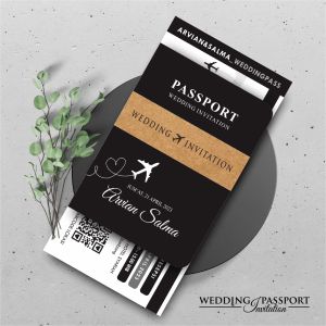 [50 Pcs] Undangan Pernikahan Wedding Passport Elegant Aesthetic - Kartu Undangan Pernikahan WP