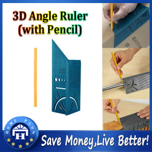 【90 Degrees + Durable Plastic】 Gauge Ruler Woodworking Practical Multi-purpose 3D Mitre Angle Measuring Gauge Woodworking Ruler Square Size Measure Tool Square Gauge Angle Protractor Over The T-Type Ruler Angle 3D Mitre Angle Measuring Ruler