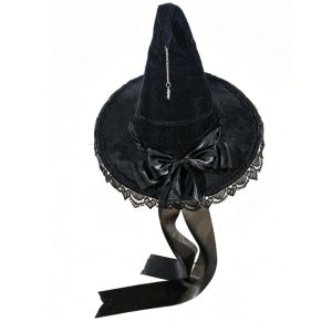 ASDOME Satin Bow Halloween Hat Lace Star Pendant Wizard Cap Cosplay Accessories Veil Cosplay Accessories Halloween Party