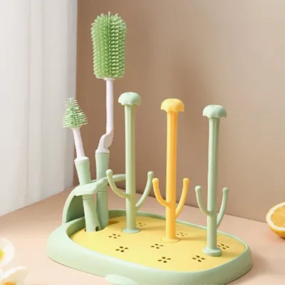 Bottle Drying Rack Portable | Baby & Travel Nursery Station Drying Compact with Air-Hygiene Technology & Removable Brush Tray Drip Fast BPA-Free Safe-Mold