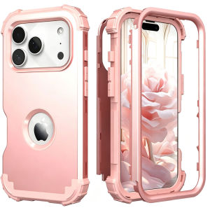 3 in 1 Shockproof Slim Fit Hybrid Heavy Duty Hard PC Cover Soft Silicone Bumper Heavy Duty Shockproof Case for iPhone 18 Pro max 17 Pro Max Air 17E 16 Pro Max 15 Plus 14 Pro 13 12 11