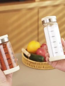 #Hot selling# High borosilicate glass seasoning bottle with multiple holes for controllable dispensing sealed and moisture-proof with scale markings CQ Home
