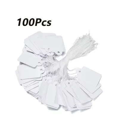 100Pcs Jewelry Price Tag DIY Kraft Paper Hang Tags Blank Price Tag with String for Labeling Gifts