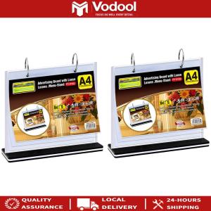 Double-Sided A4 Menu Holders Set of 2 Clear Plastic Desktop Display Stands for Food Menus and Promotions