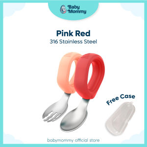 🇲🇾 Ready Stock Baby Curved Learning Stainless Steel Spoon Fork Set Round Handle Self Feeding Training Twisted Cutlery