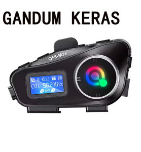 Q58-Max Headset Helmet Bluetooth 5.3 Intercom Headset Helmet Motorcycle with LCD Display Q58 - Black Waterproof Layar LED Dan Lampu LED - SLN