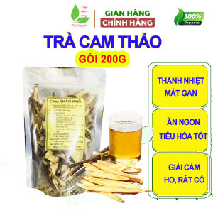 Trà cam thảo cam thảo khô (gói 200g) pha trà thanh nhiệt giải khát thơm ngon ngọt đóng túi zip tiện sử dụng