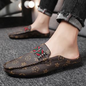 [Promotions]Korean ครึ่งรองเท้าสำหรับชายครึ่งรองเท้าแตะแบนรองเท้าแตะรองเท้าแตะรองเท้า Loafers สำหรับชาย 2019 ใหม่แฟชั่น Casual รองเท้า Mules สำหรับ men[75 % Off!! ONE DAY เท่านั้น!]